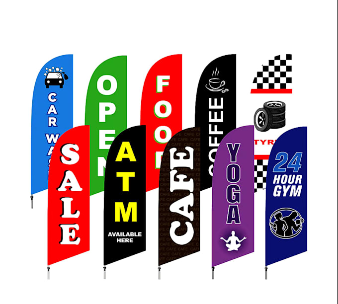 make a awesome feather flag, banner, roll up design