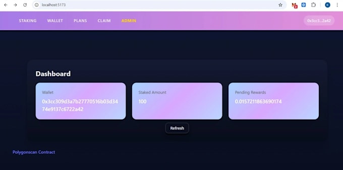 create a custom crypto staking platform with smart contract
