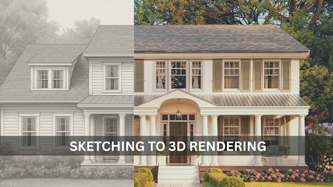 do realistic exterior 3d rendering, house design, architectural visualization