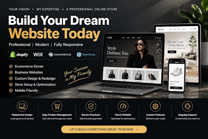 build shopify wix squarespace wordpress store edit custom business website