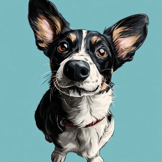 draw pet portrait into cartoon vector