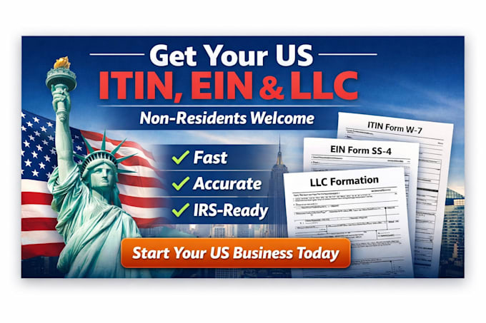 prepare itin w7 ein and llc application for non US residents