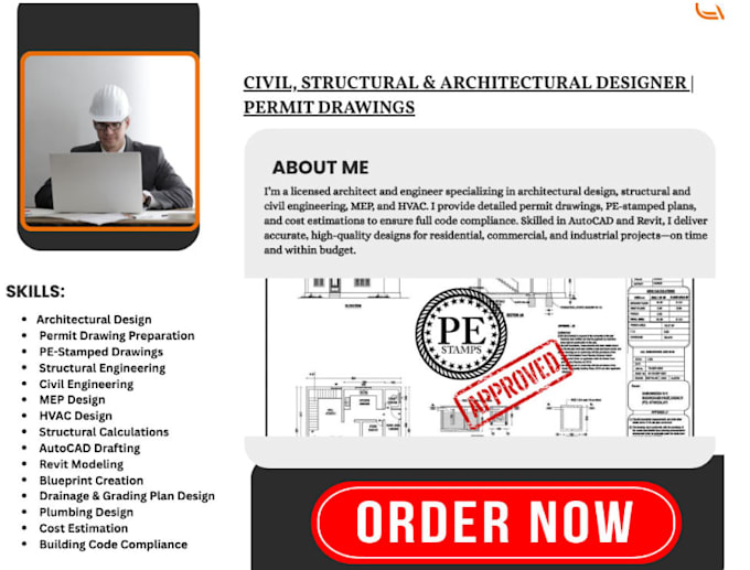 licensed architect, structural engineer for permit drawings and approvals