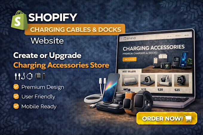 create or upgrade shopify charging accessories store, shopify dropshipping store