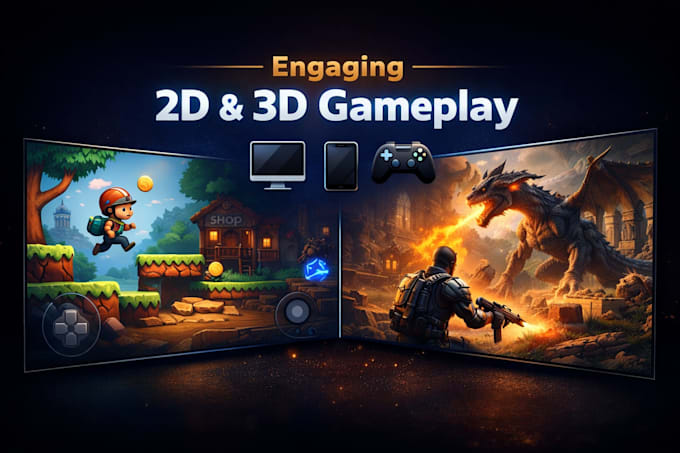develop custom 2d and 3d games using unity or unreal engine