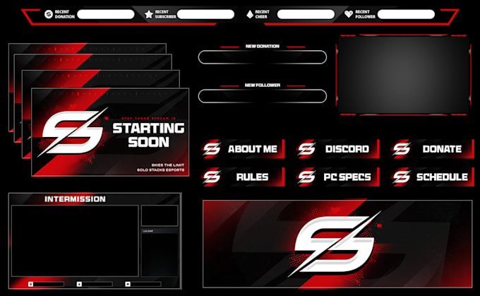 design custom esports logo and gaming twitch overlay package