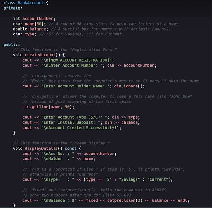 write and debug, and explain cpp programming and oop tasks