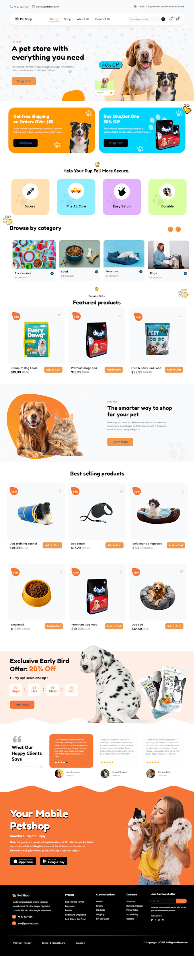 create pet store ecommerce UI UX design