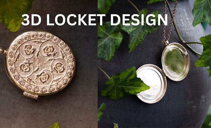 do 3d jewelry cad design for stud earring, locket and chain for 3d render