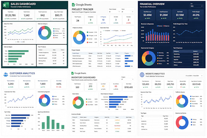 create an automated excel dashboard and google sheets dashboard