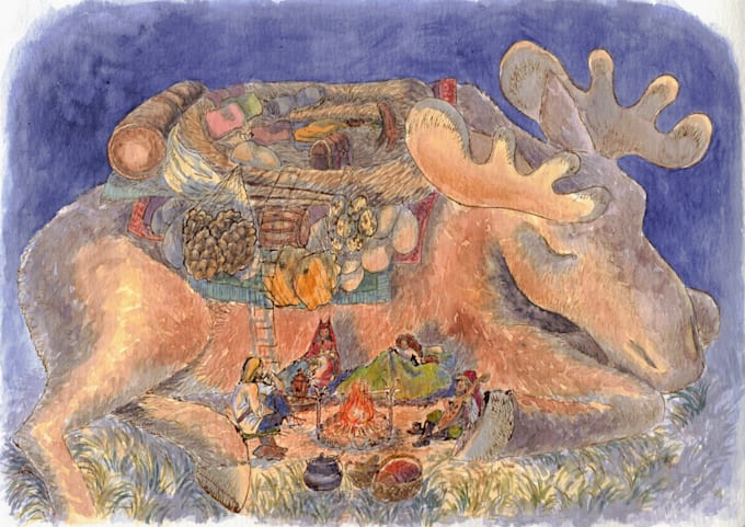 create a traditional hand painted illustration