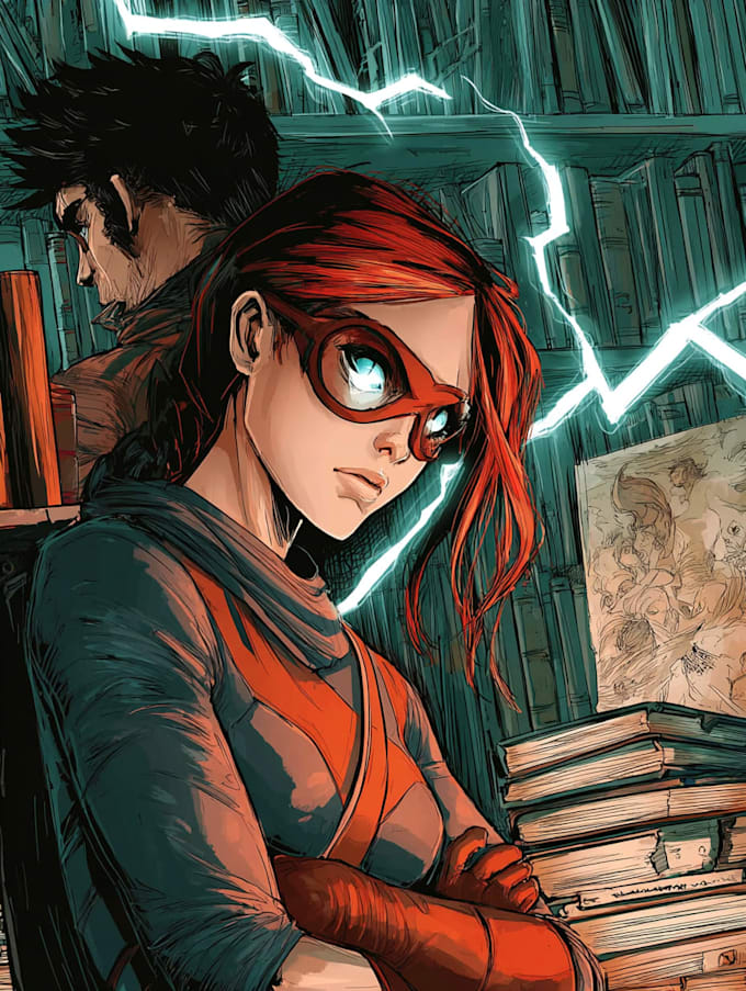 create illustrated novel, comic book cover