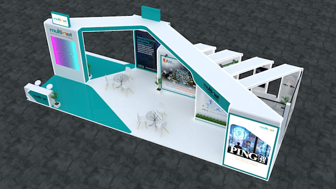 design 3d exhibition stall and booth rendering