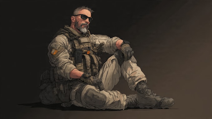 draw military concept art , monsters and characters