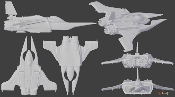 create high quality spaceship model, hard surface aircraft, 3d starship model
