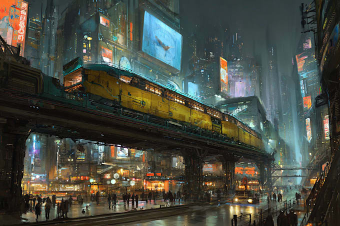 Draw cyberpunk futuristic city art illustration foryou by Maehannon ...