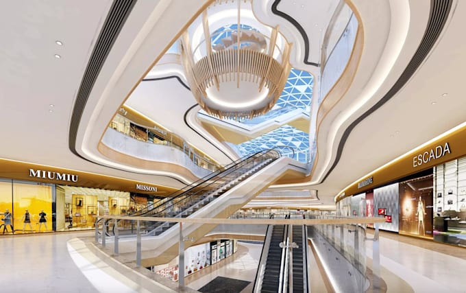 3d walkthrough and image render,commercial space,shopping mall interior,3ddesign