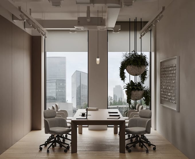 Render realistic 3d office interior,lobby design, space planning ...