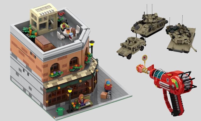 design custom detailed lego model, lego set with PDF instruction moc