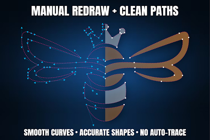 manually redraw and vectorize your logo for print and vinyl cutting