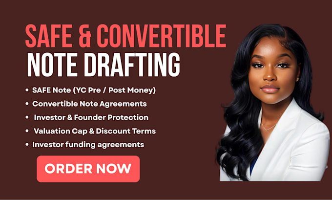 draft safe note, convertible note, for startup funding investors