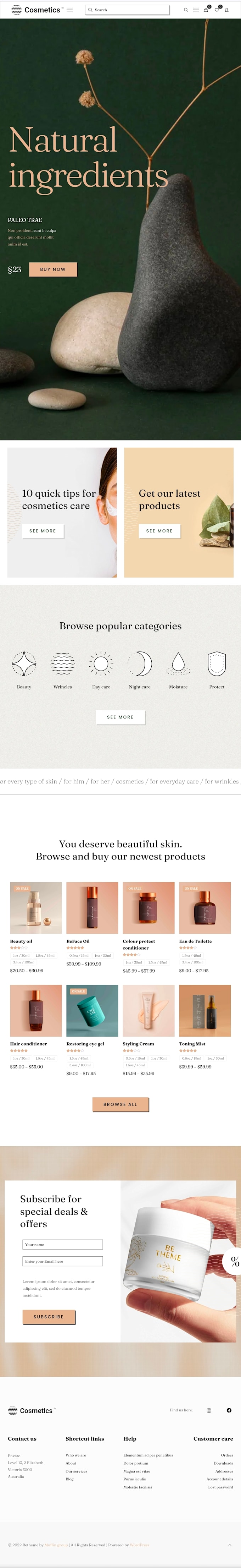 design cosmetics shop website