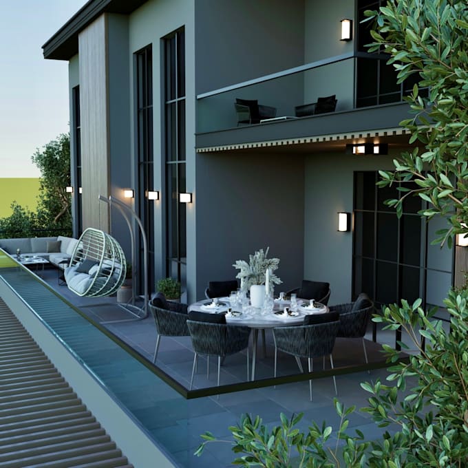 3d exterior design, 3d exterior rendering, garden room