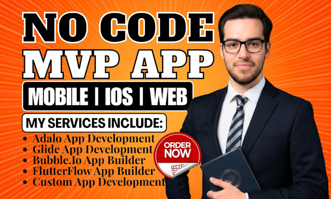build no code app glide bubble io adalo flutterflow flutter mobile app developer