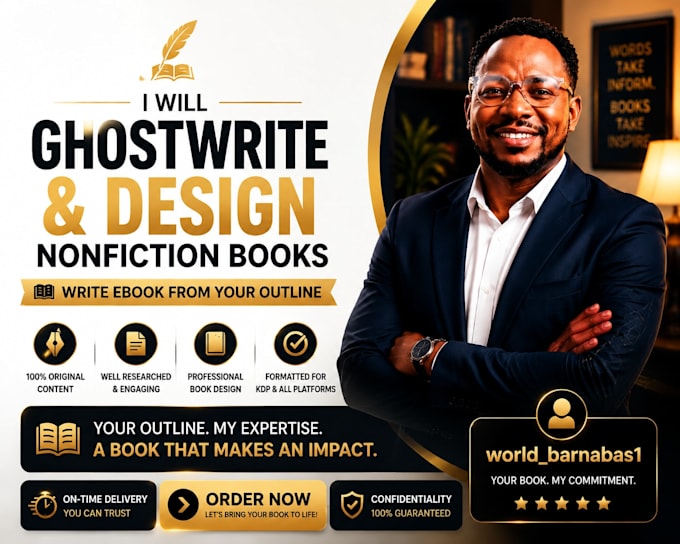 ghostwrite and design non fiction books,  write ebook from your outline