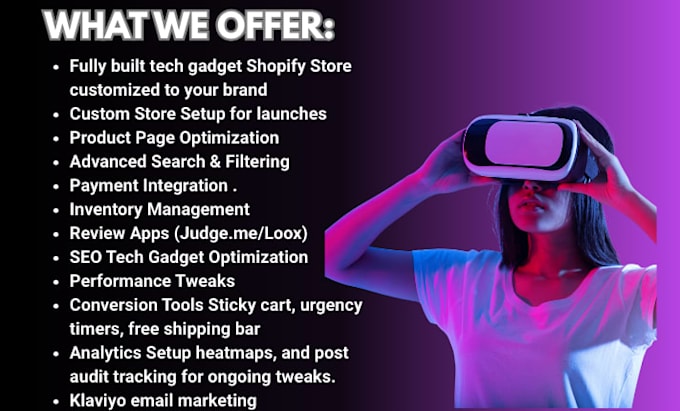 build shopify electronics tech gadget mobile phone store high converting website