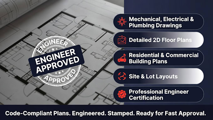 draw stamp architectural structural mep floor plan pe engineer foundation permit