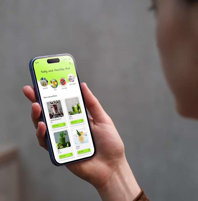 design a modern uxui food eshop mobile app