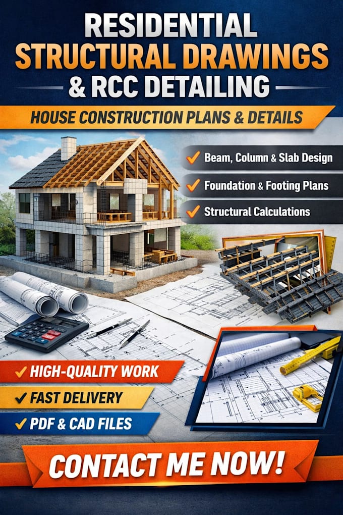 design residential structural drawings and rcc detailing for house construction