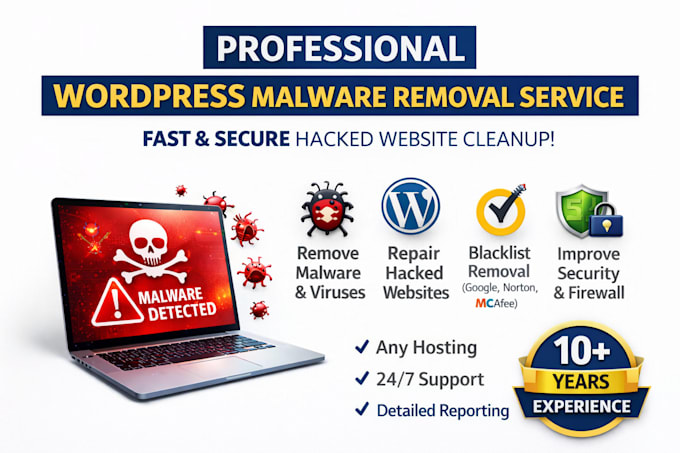 fix hacked wordpress website, malware removal, security, redirection