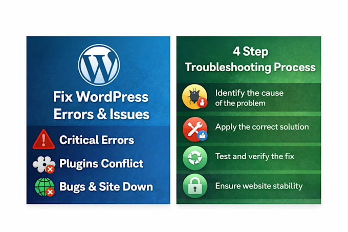 fix wordpress critical error, plugin issues, and website bugs