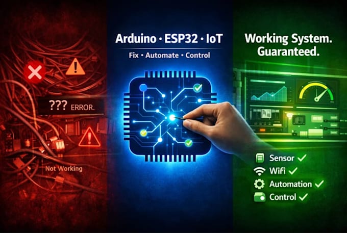 do arduino programming, esp32, iot, automation, sensors and control system