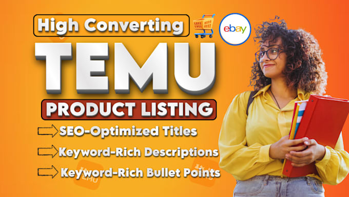do shopify product listing, ebay listing temu product upload, seo optimization
