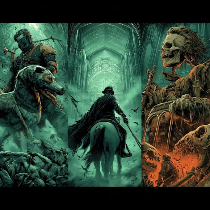 create professional horror illustration and dark artwork