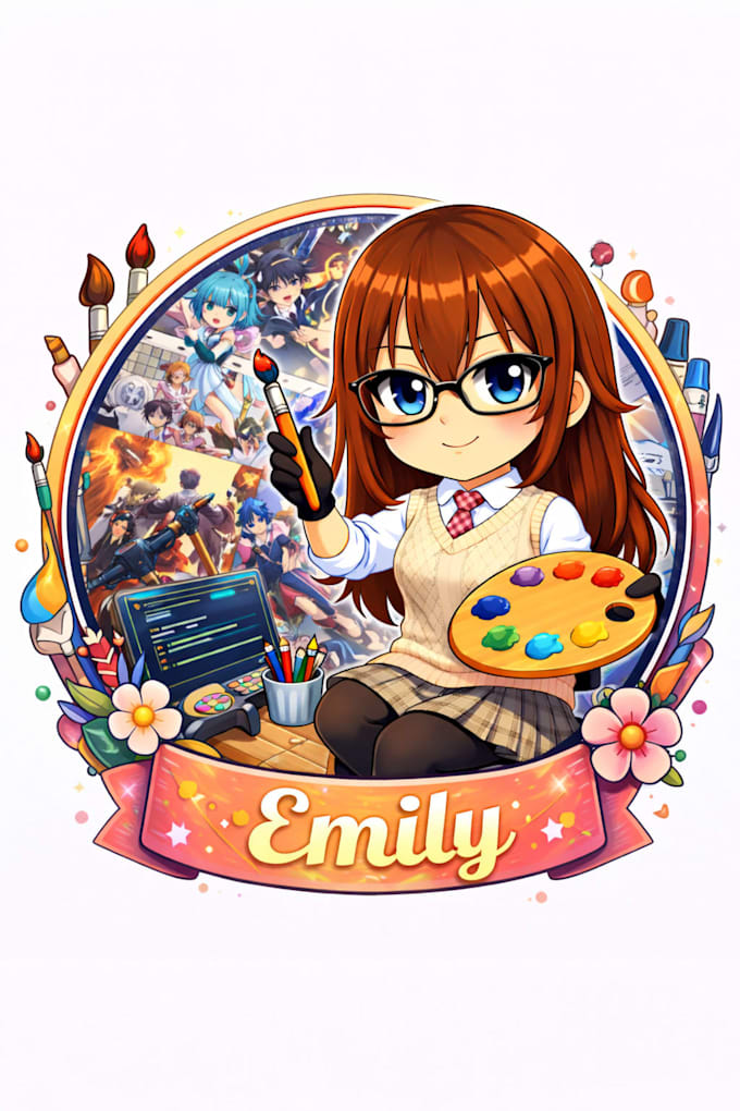 create custom chibi kawaii character logo art