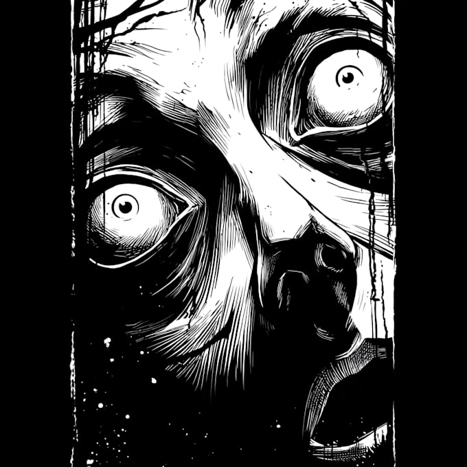 make a horror style illustration, artwork