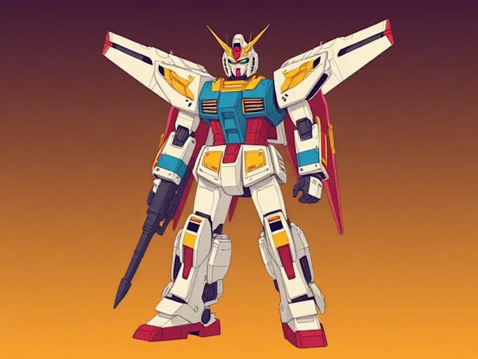 create retro mecha or scifi gundam art