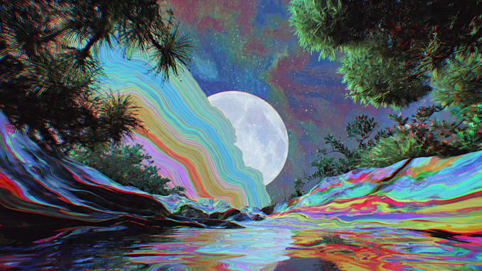 create vibrant truck art and psychedelic art illustrations