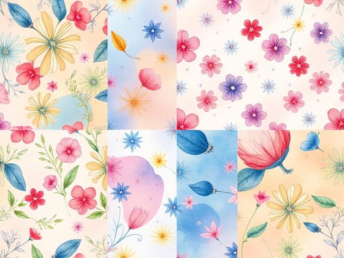 create seamless patterns in watercolor, acrylic or computer graphics