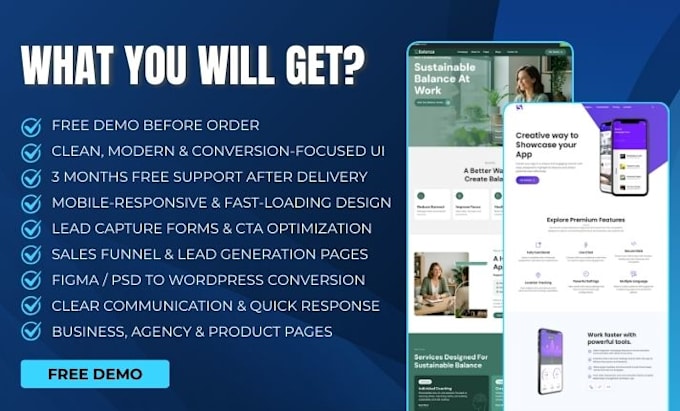 create a high converting wordpress website or landing page