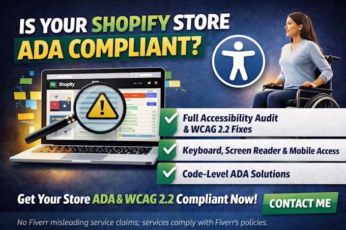 do shopify wcag aa 2 2 and ada compliance audit and fixes for accessibility