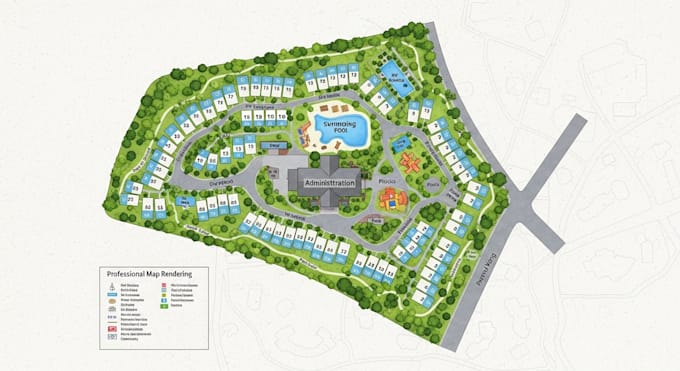 professionally render plot map plat map site plan campground map rv park resort