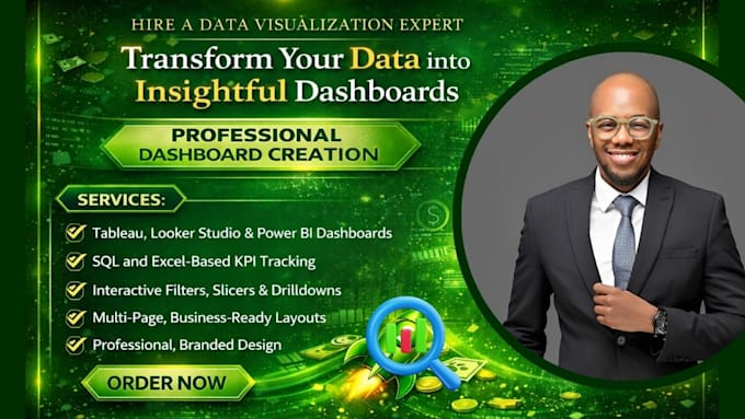 create tableau, looker studio, power bi dashboard, and data visualization