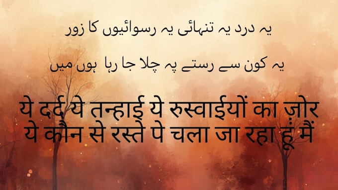 write urdu,hindi poetry for you