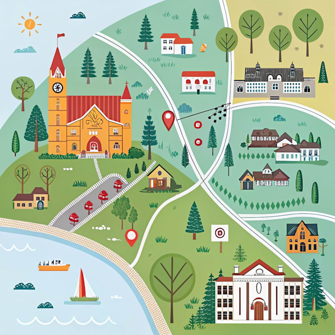 make draw 2d map illustration for you