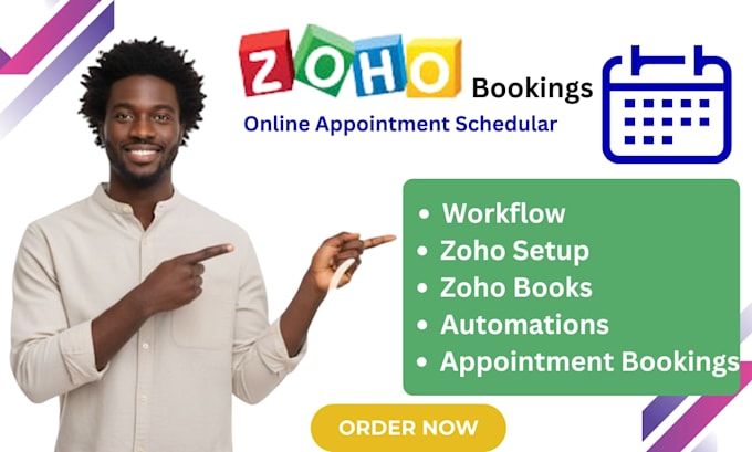 setup zoho booking, thrive, emails, automate workflows